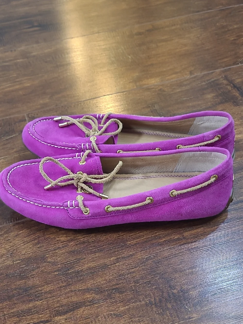Sperry Women's Suede Boat Shoes in Fuchsia Leather Upper Size 7 - Picture 4 of 10